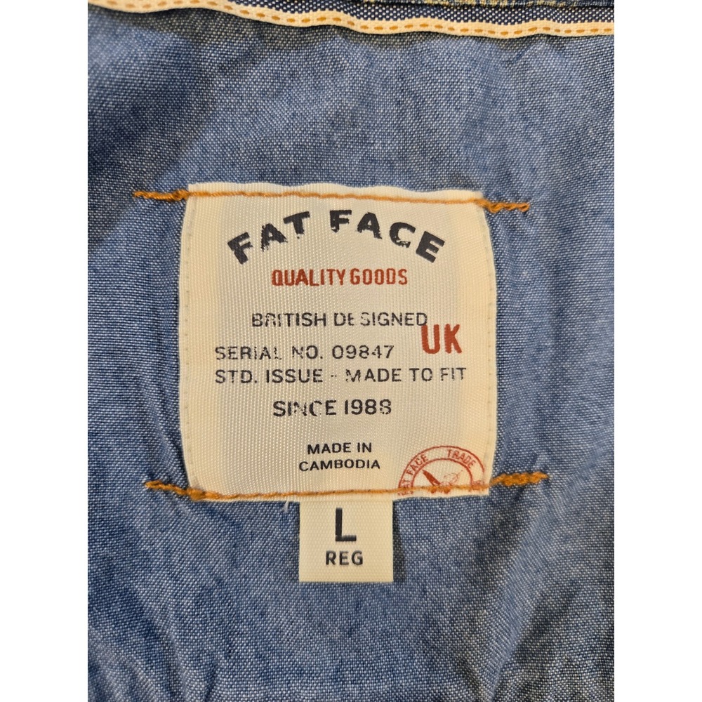 Fat Face Mens Large Blue Floral Botanical Cotton Short Sleeve Button Down Shirt - Picture 3 of 12